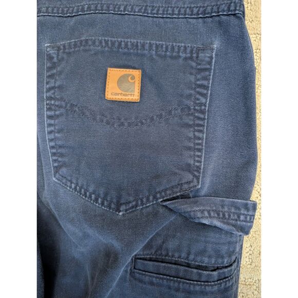 Carhartt Carpenter Pants Mens 32X34 Navy B159 NVY Loose Fit Utility Workwear - Picture 7 of 12